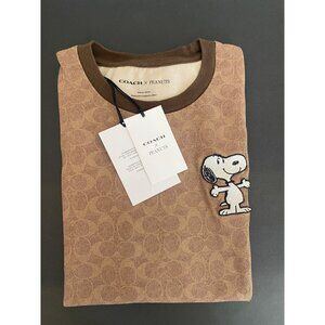 NWT Coach X Peanuts All Over Signature With Snoopy Patch Ringer T-Shirt M
